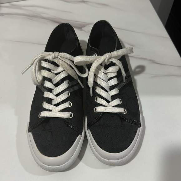 Coach Polly signature black gray fashion sneakers shoes size 6 - Picture 2 of 6